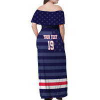Custom USA Ice Hockey Off Shoulder Maxi Dress United States Eagle Mascot Style