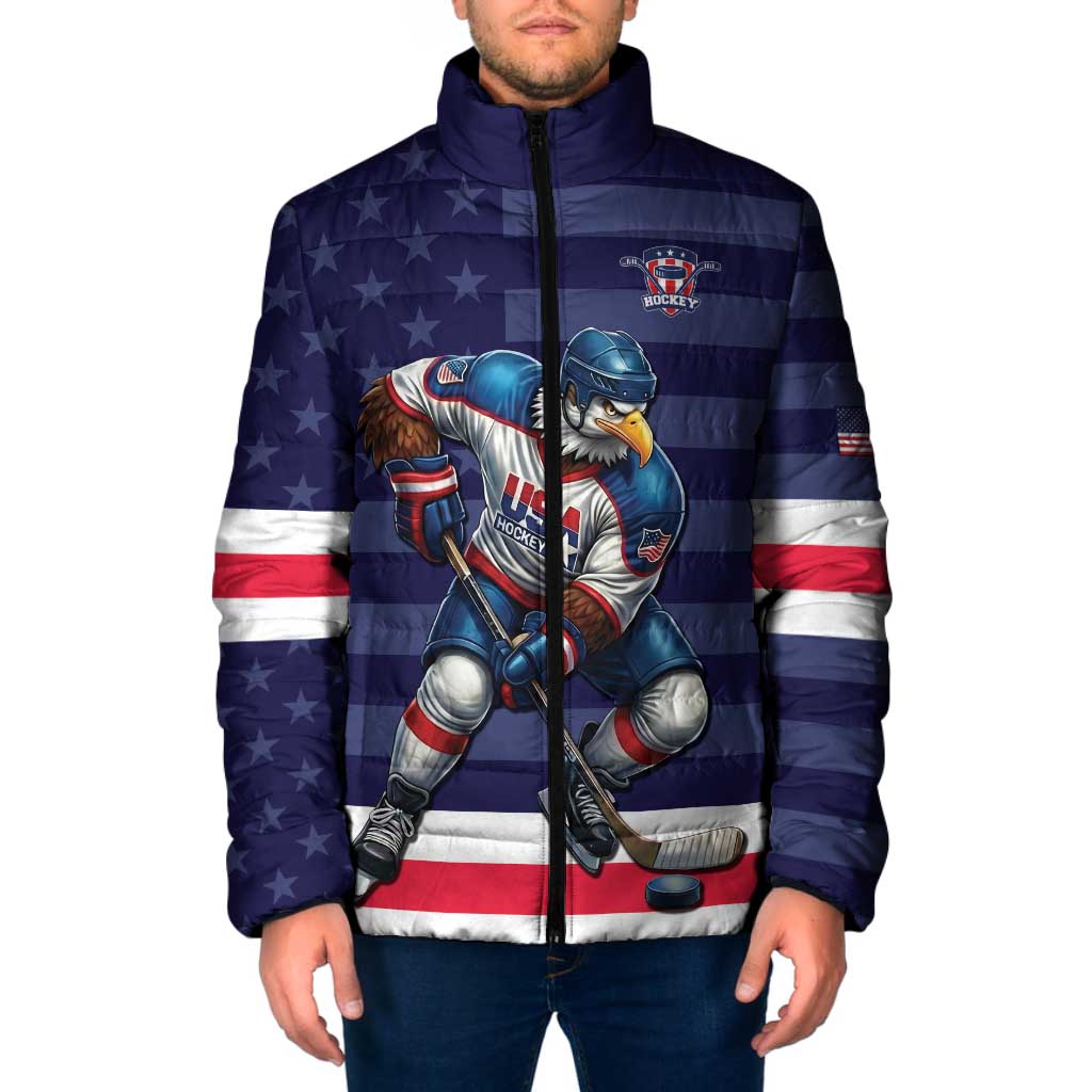 Custom USA Ice Hockey Padded Jacket United States Eagle Mascot Style