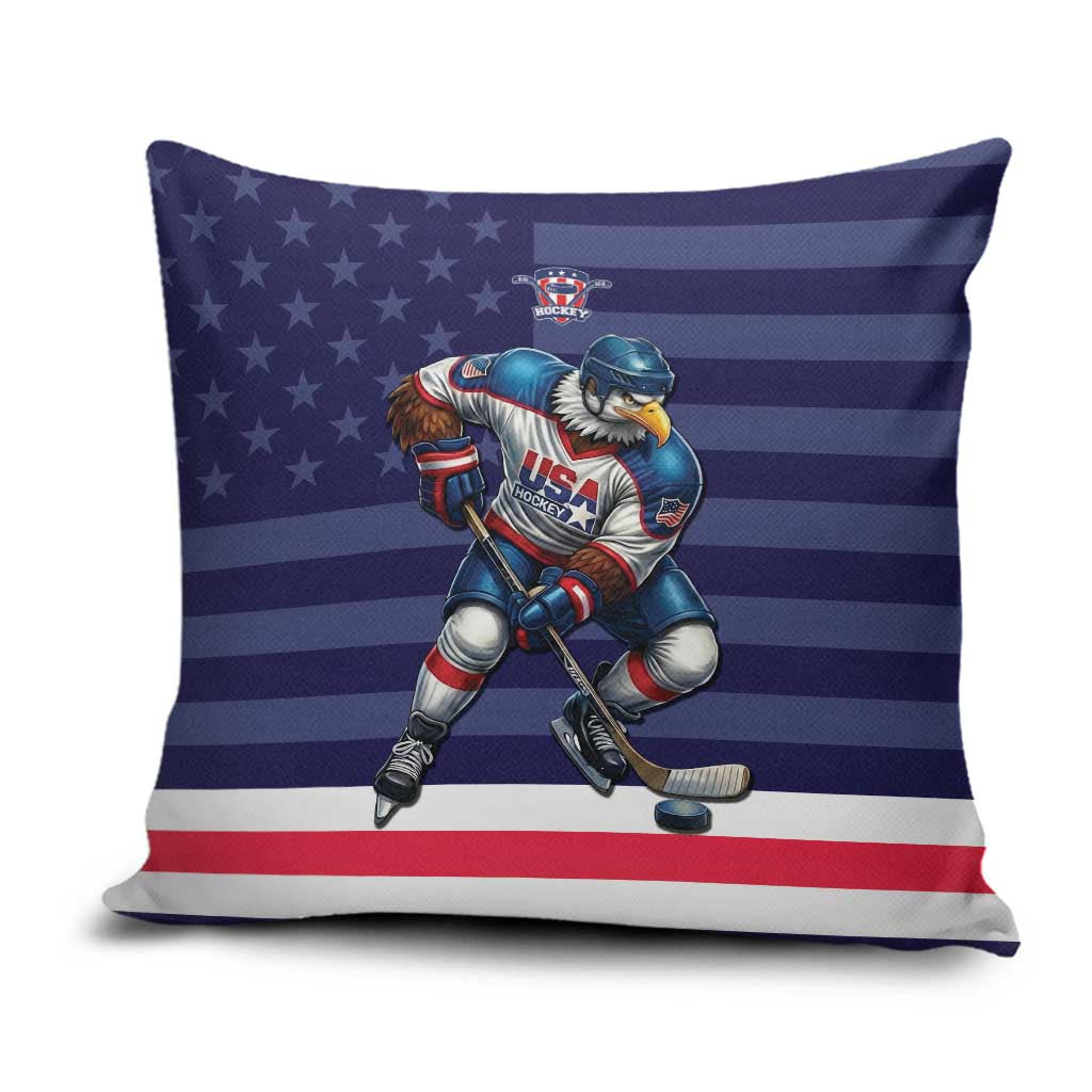 USA Ice Hockey Pillow Cover United States Eagle Mascot Style