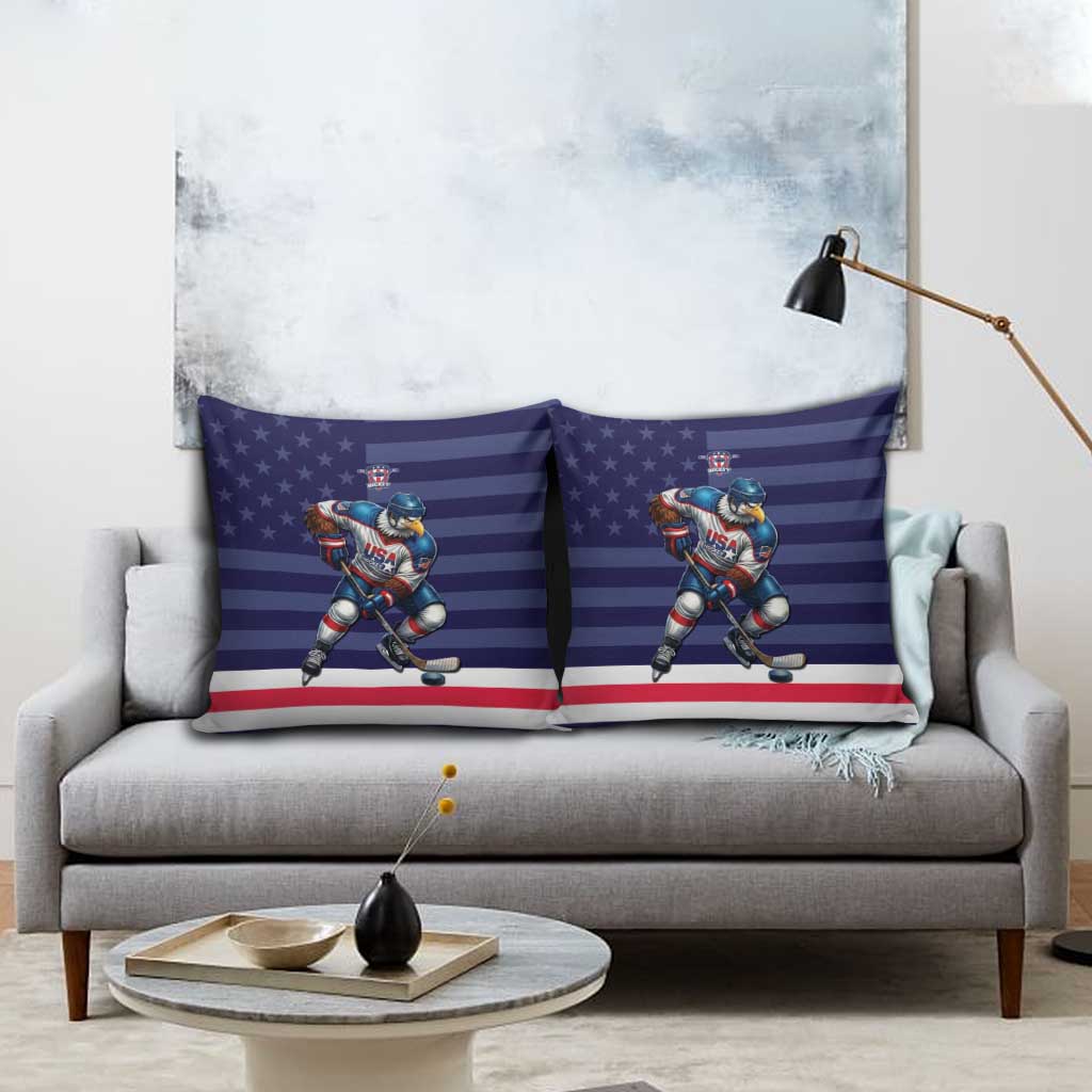 USA Ice Hockey Pillow Cover United States Eagle Mascot Style