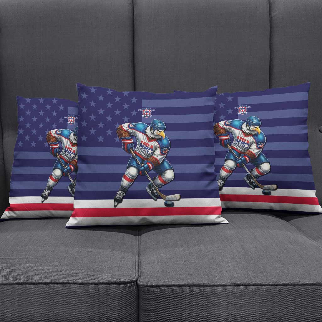 USA Ice Hockey Pillow Cover United States Eagle Mascot Style
