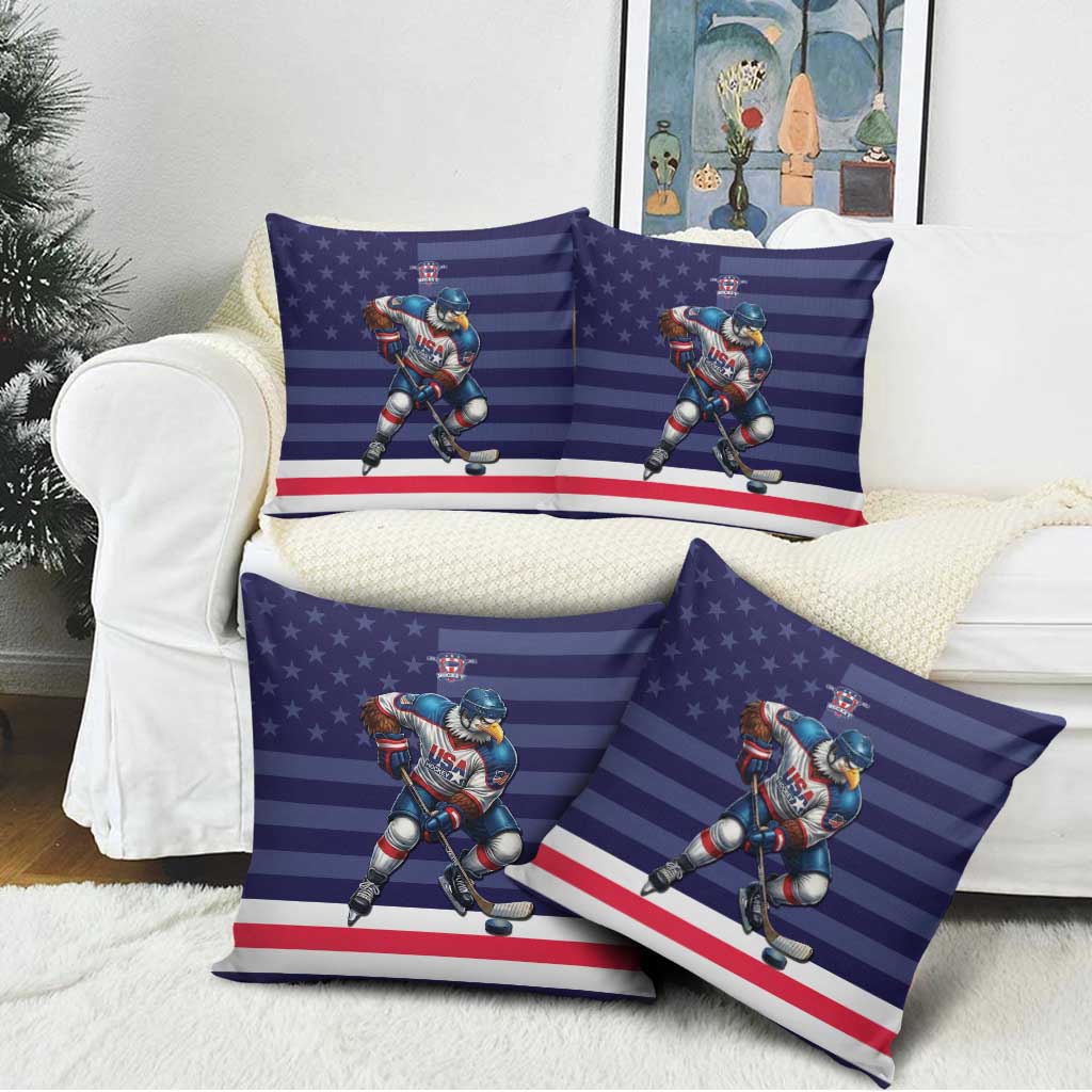 USA Ice Hockey Pillow Cover United States Eagle Mascot Style