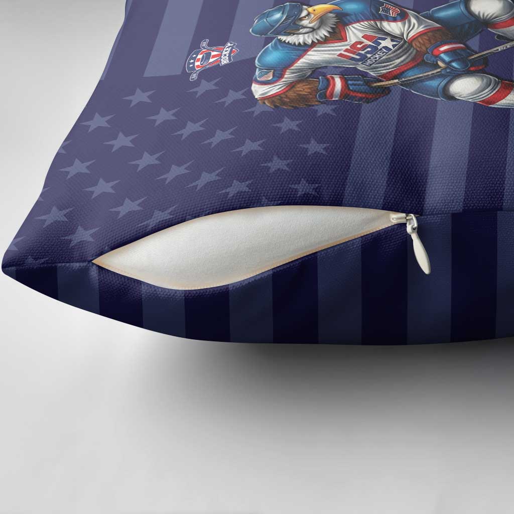 USA Ice Hockey Pillow Cover United States Eagle Mascot Style