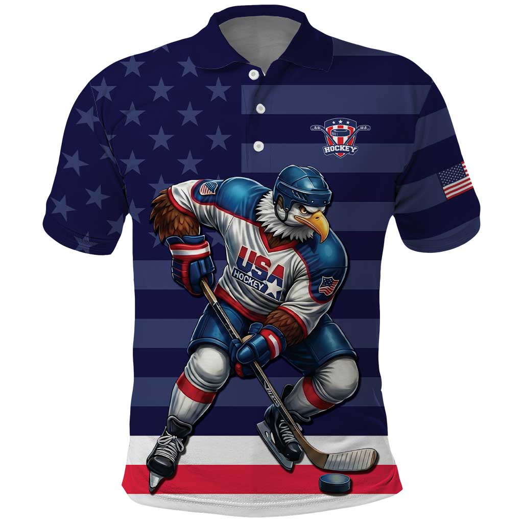 Custom USA Ice Hockey Polo Shirt United States Eagle Mascot Style
