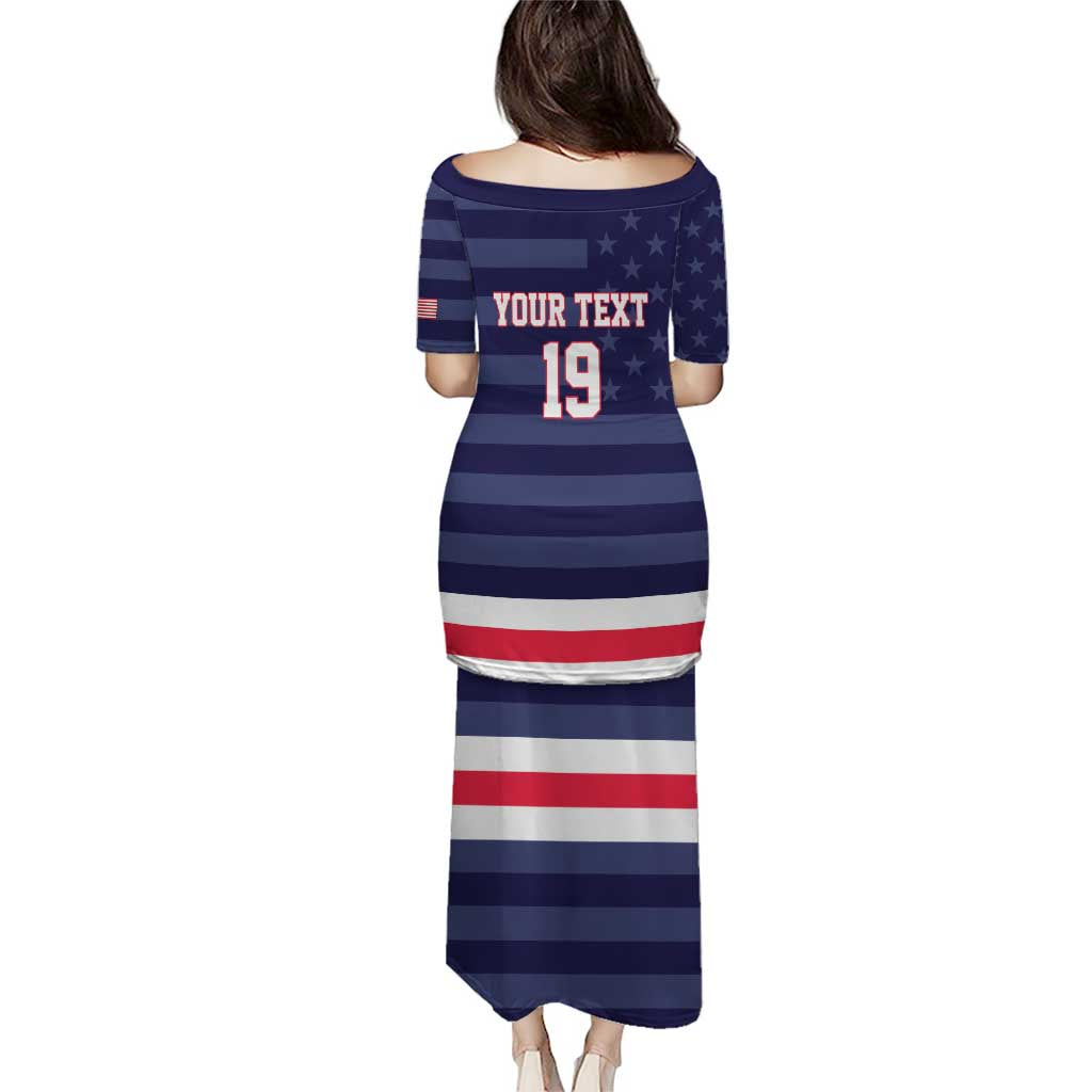 Custom USA Ice Hockey Puletasi United States Eagle Mascot Style
