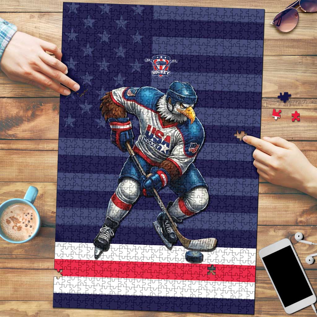 USA Ice Hockey Puzzle United States Eagle Mascot Style
