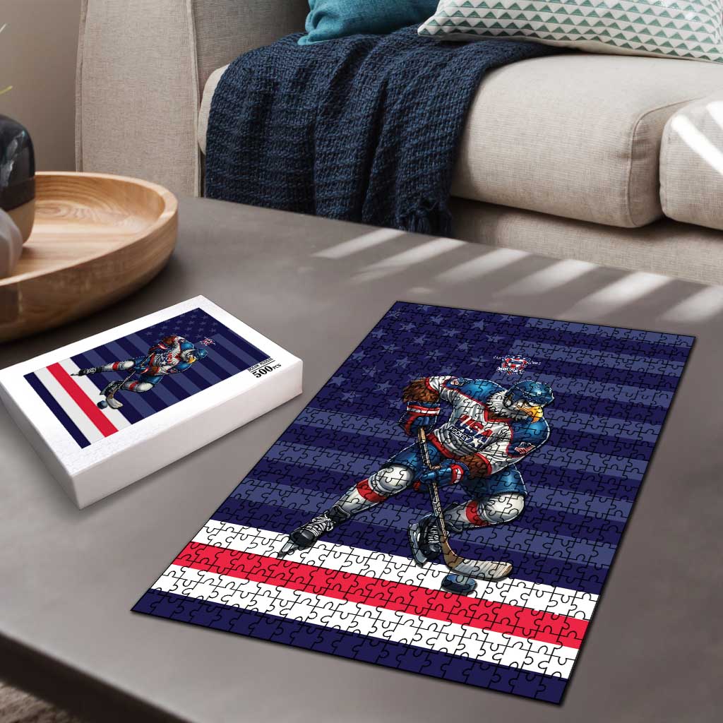USA Ice Hockey Puzzle United States Eagle Mascot Style