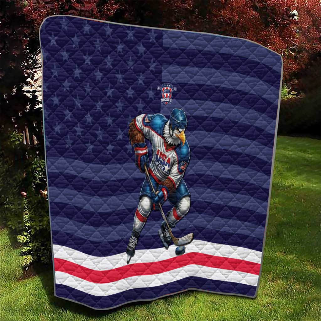 USA Ice Hockey Quilt United States Eagle Mascot Style
