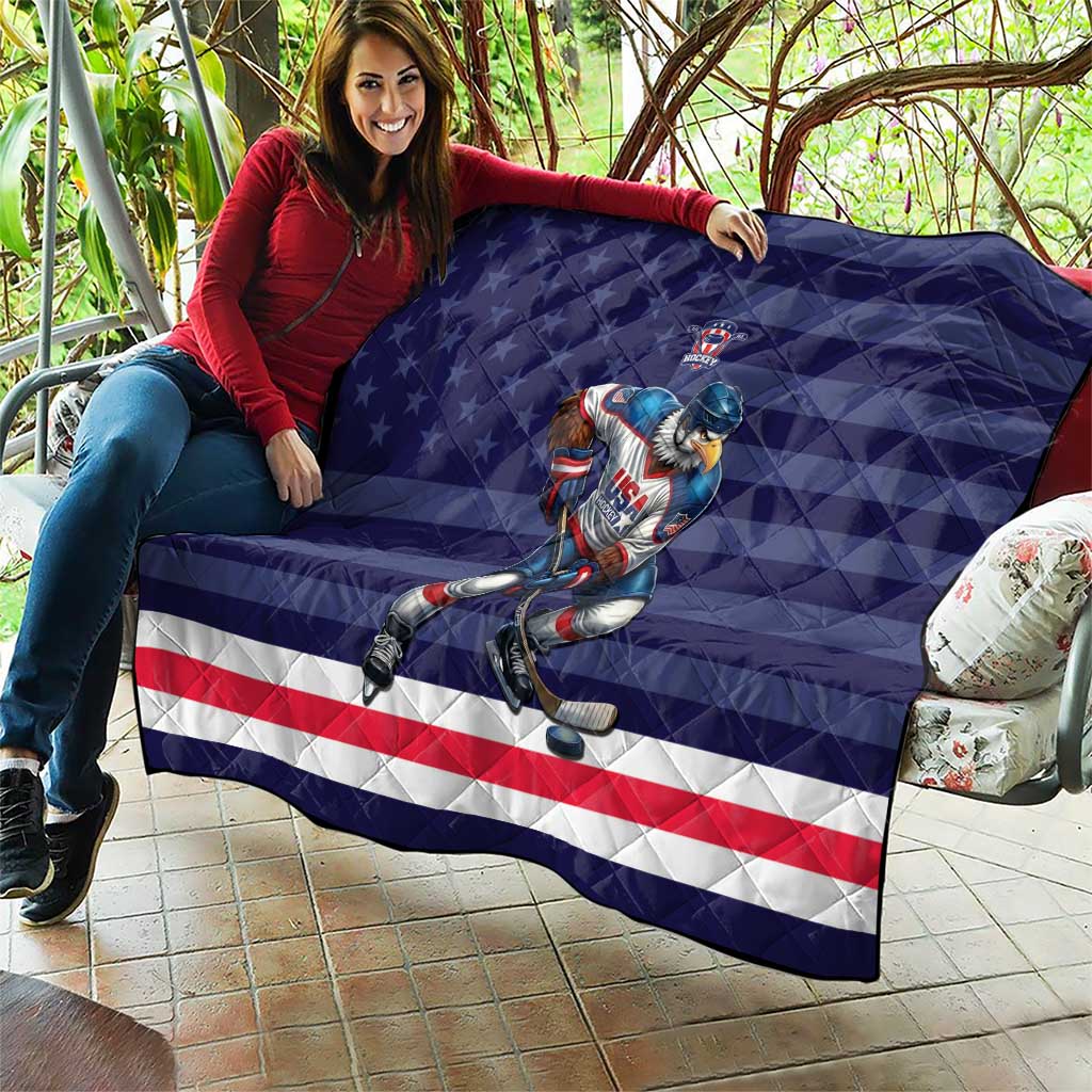 USA Ice Hockey Quilt United States Eagle Mascot Style