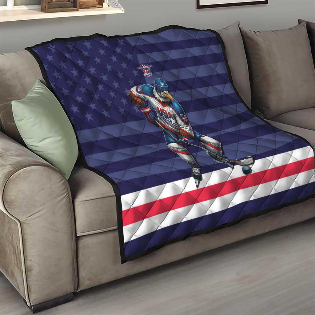 USA Ice Hockey Quilt United States Eagle Mascot Style