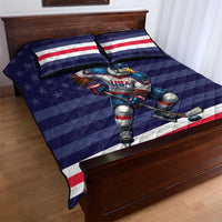 USA Ice Hockey Quilt Bed Set United States Eagle Mascot Style