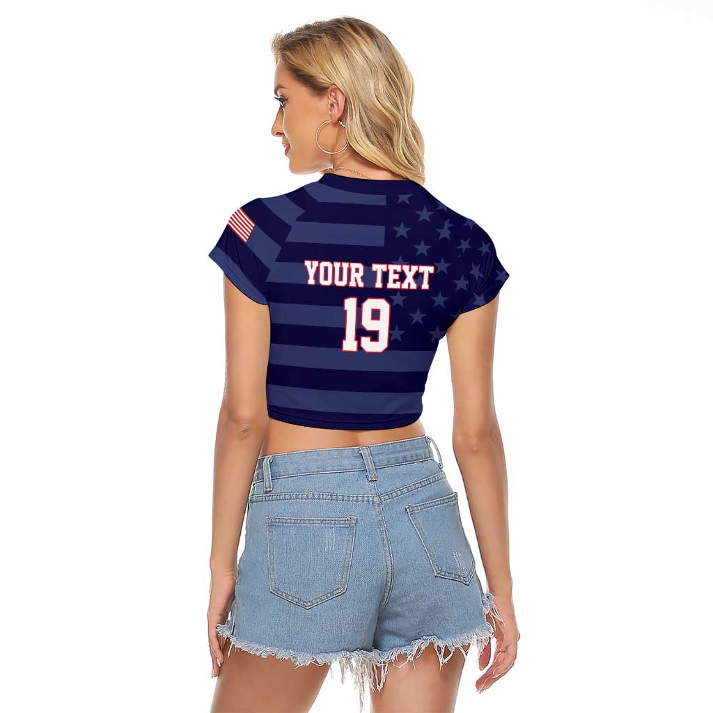 Custom USA Ice Hockey Raglan Cropped T Shirt United States Eagle Mascot Style
