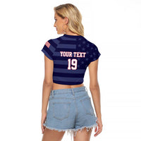 Custom USA Ice Hockey Raglan Cropped T Shirt United States Eagle Mascot Style
