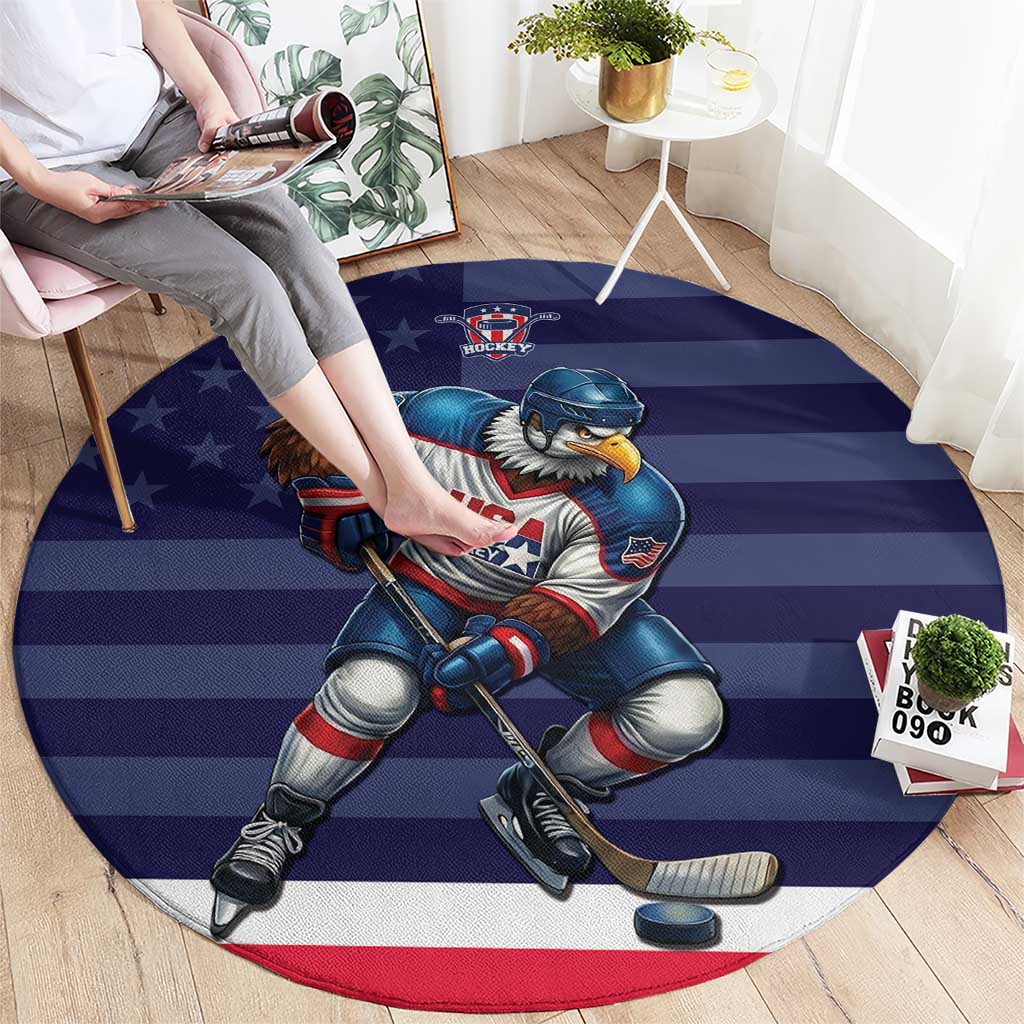 USA Ice Hockey Round Carpet United States Eagle Mascot Style