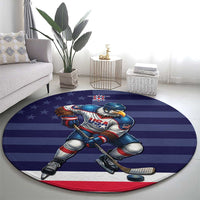 USA Ice Hockey Round Carpet United States Eagle Mascot Style