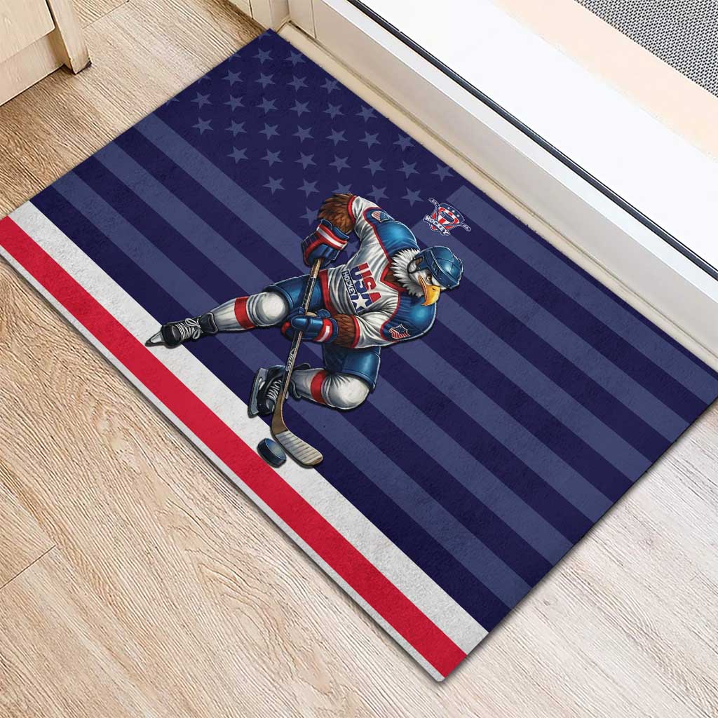USA Ice Hockey Rubber Doormat United States Eagle Mascot Style