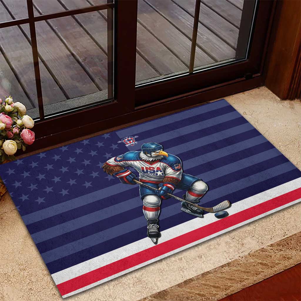 USA Ice Hockey Rubber Doormat United States Eagle Mascot Style