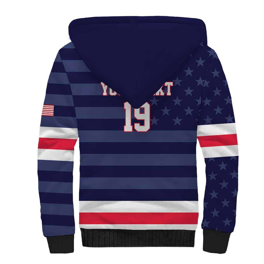 Custom USA Ice Hockey Sherpa Hoodie United States Eagle Mascot Style