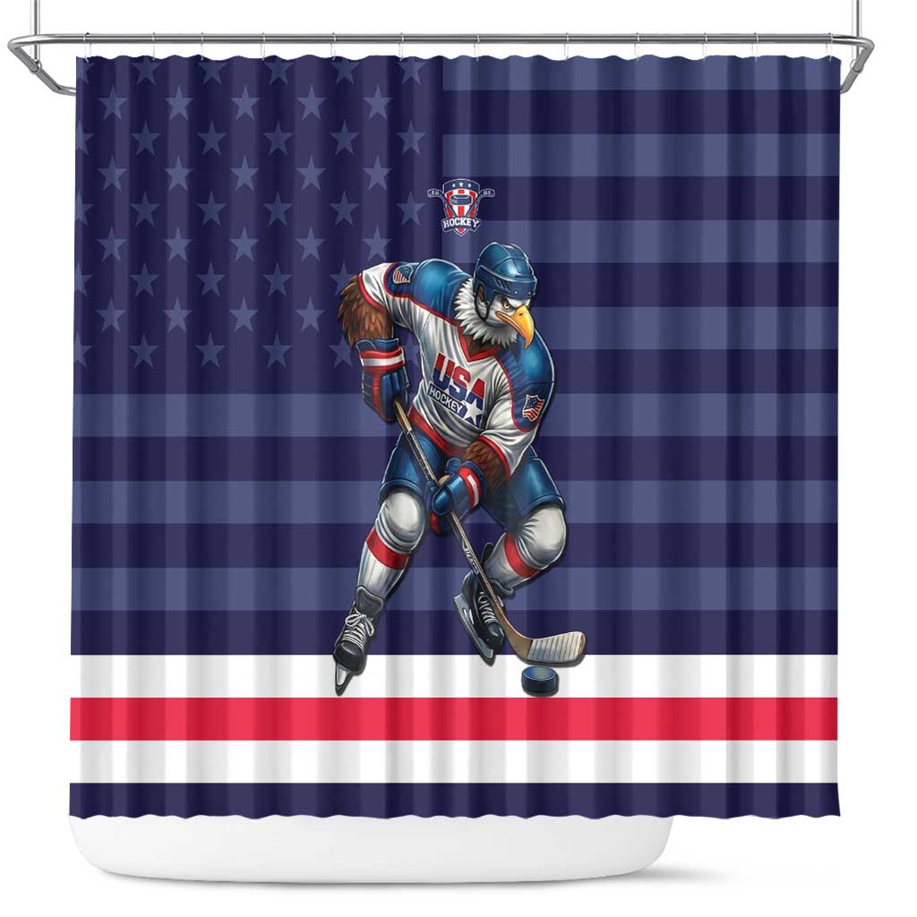 USA Ice Hockey Shower Curtain United States Eagle Mascot Style