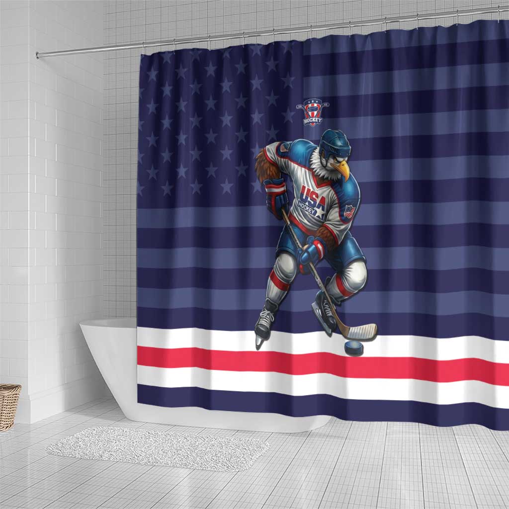 USA Ice Hockey Shower Curtain United States Eagle Mascot Style