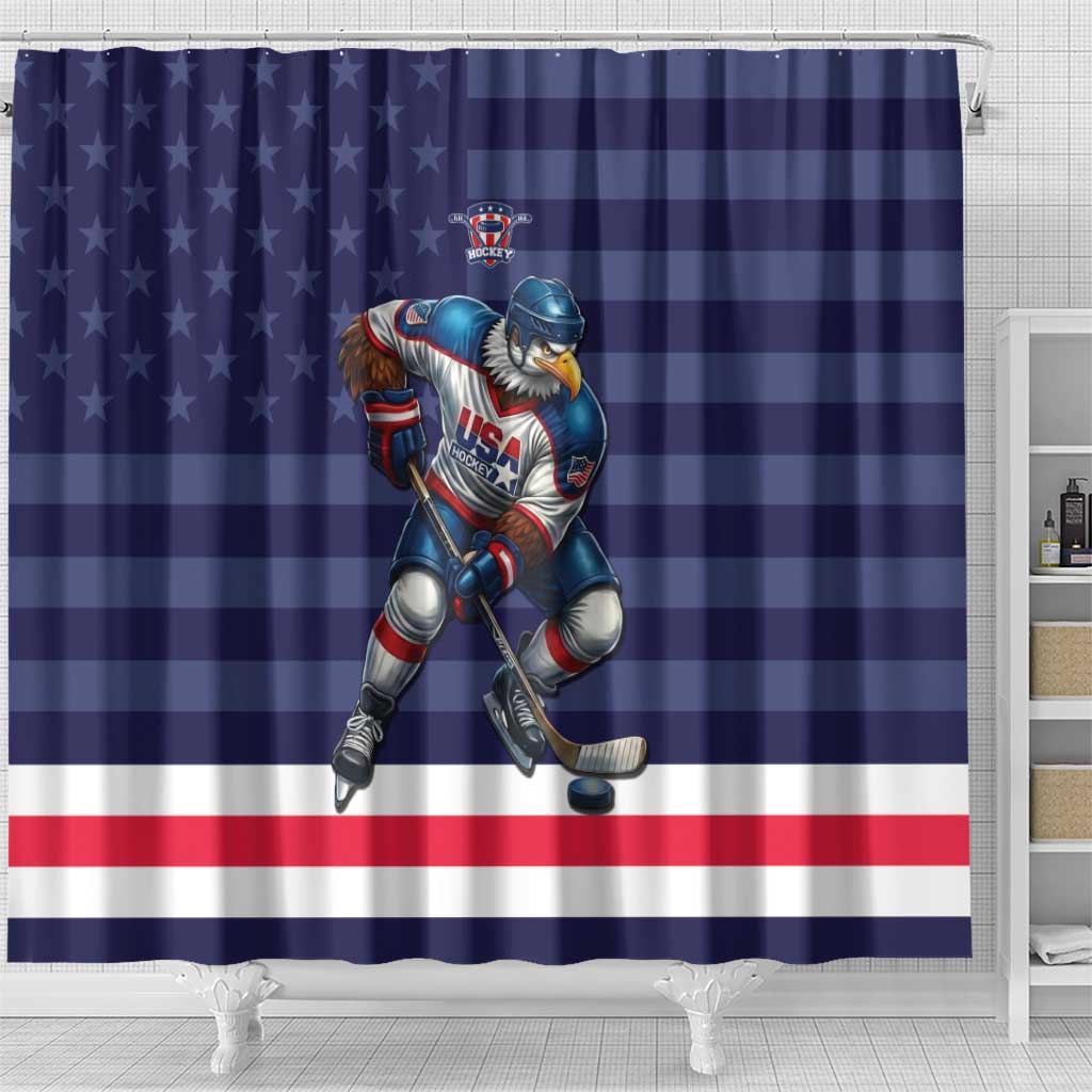 USA Ice Hockey Shower Curtain United States Eagle Mascot Style