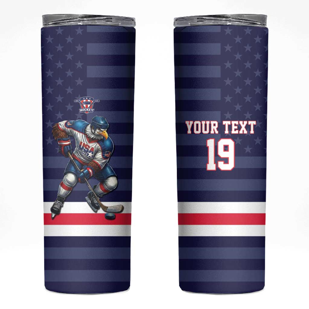 Custom USA Ice Hockey Skinny Tumbler United States Eagle Mascot Style