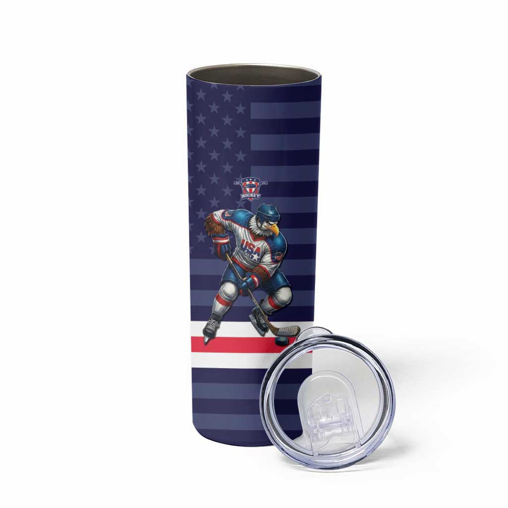 Custom USA Ice Hockey Skinny Tumbler United States Eagle Mascot Style