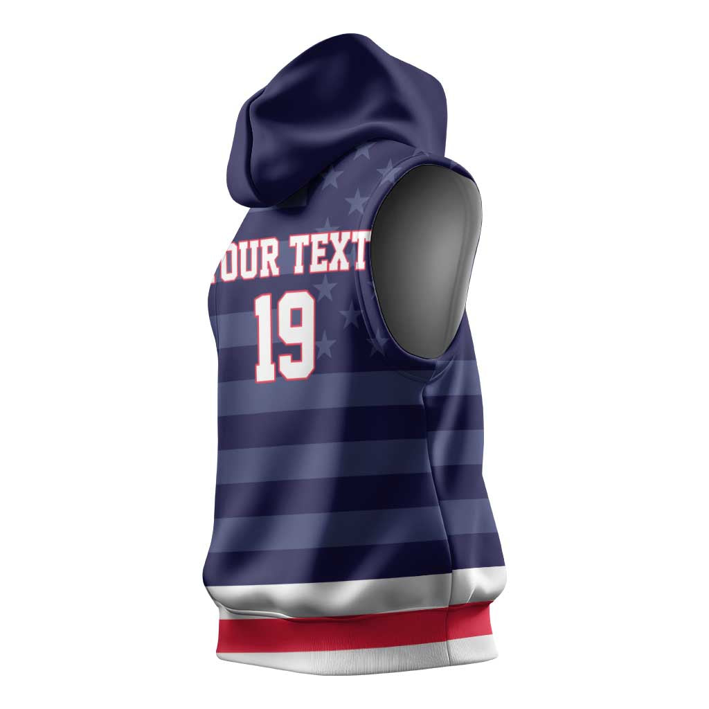 Custom USA Ice Hockey Sleeveless Hoodie United States Eagle Mascot Style