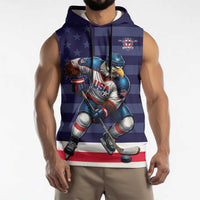 Custom USA Ice Hockey Sleeveless Hoodie United States Eagle Mascot Style