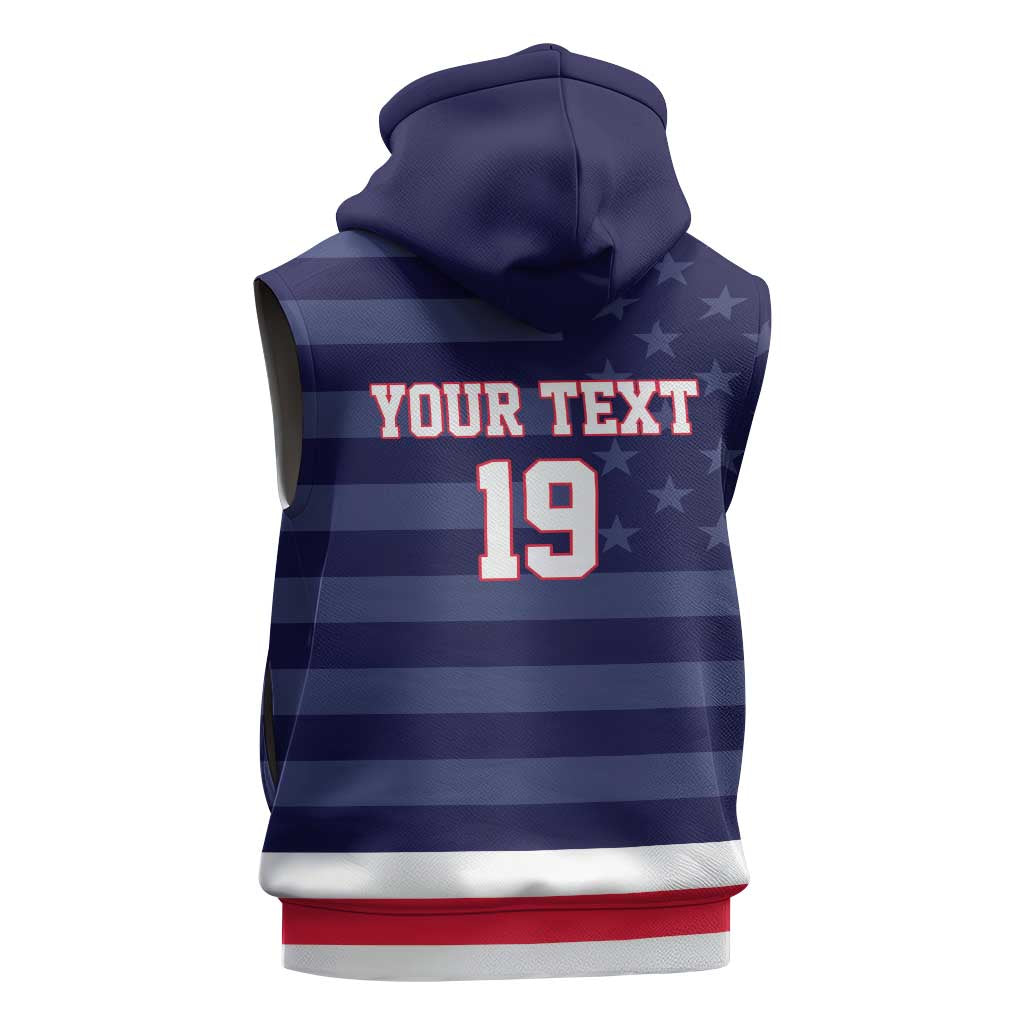 Custom USA Ice Hockey Sleeveless Zip Hoodie United States Eagle Mascot Style