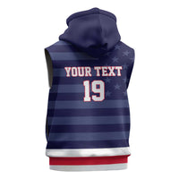 Custom USA Ice Hockey Sleeveless Zip Hoodie United States Eagle Mascot Style