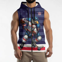 Custom USA Ice Hockey Sleeveless Zip Hoodie United States Eagle Mascot Style