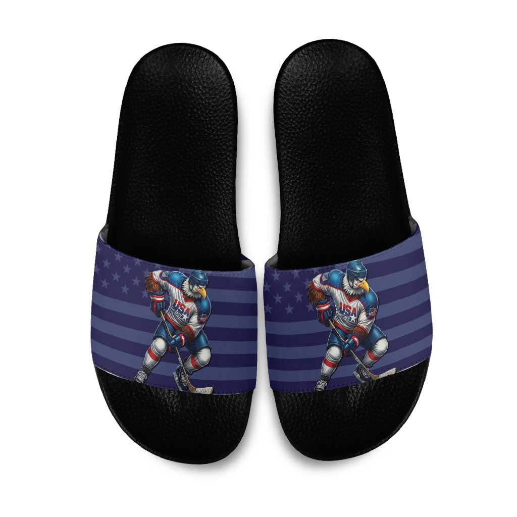 USA Ice Hockey Slide Sandals United States Eagle Mascot Style