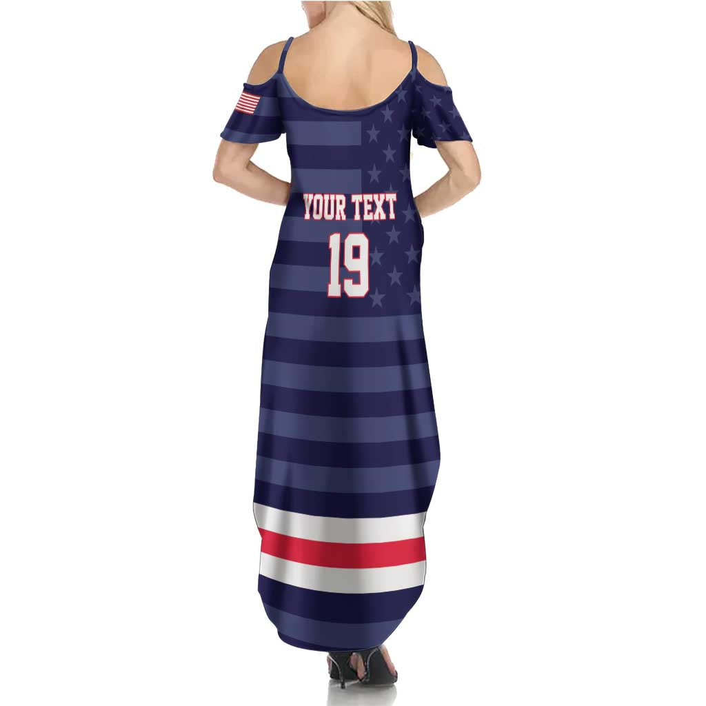 Custom USA Ice Hockey Summer Maxi Dress United States Eagle Mascot Style