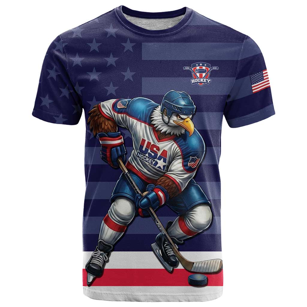 Custom USA Ice Hockey T Shirt United States Eagle Mascot Style