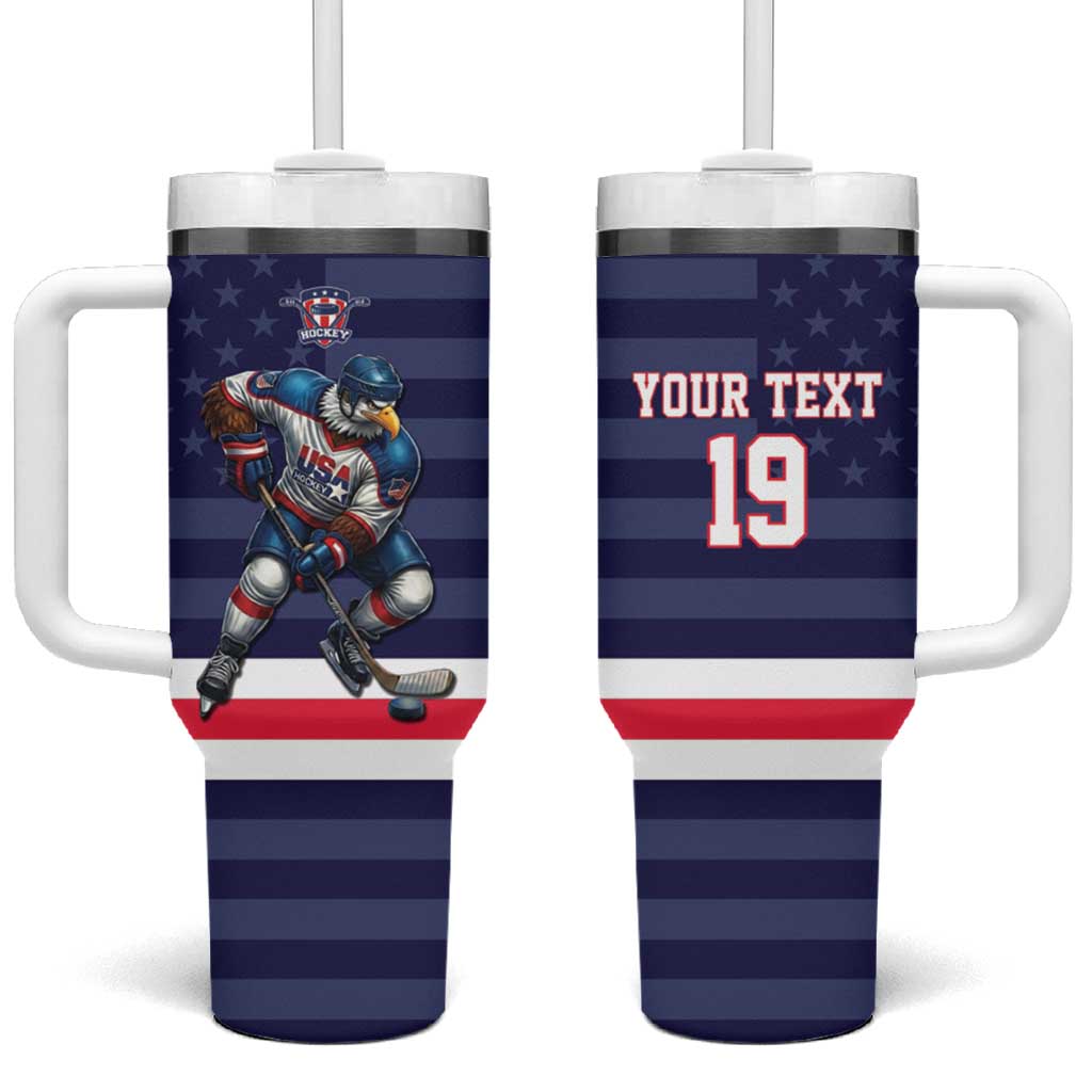 Custom USA Ice Hockey Tumbler With Handle United States Eagle Mascot Style