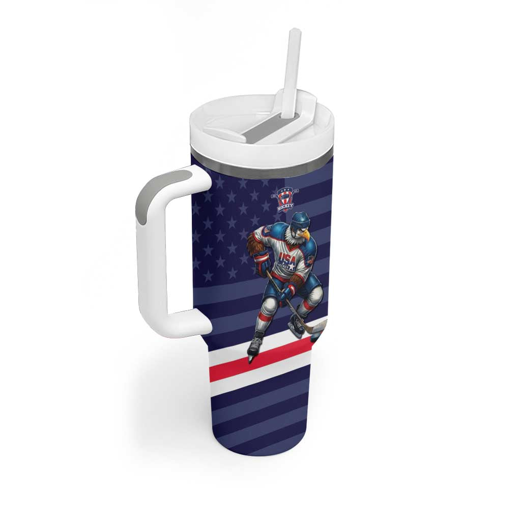 Custom USA Ice Hockey Tumbler With Handle United States Eagle Mascot Style