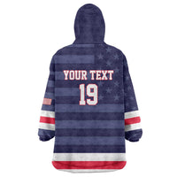 Custom USA Ice Hockey Wearable Blanket Hoodie United States Eagle Mascot Style