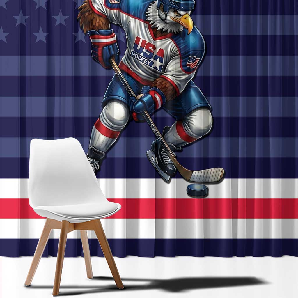 USA Ice Hockey Window Curtain United States Eagle Mascot Style