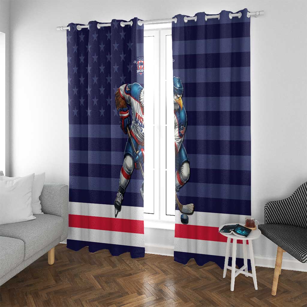 USA Ice Hockey Window Curtain United States Eagle Mascot Style