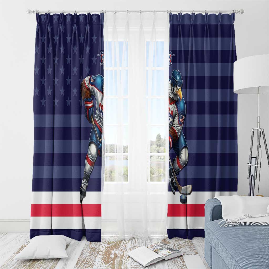 USA Ice Hockey Window Curtain United States Eagle Mascot Style