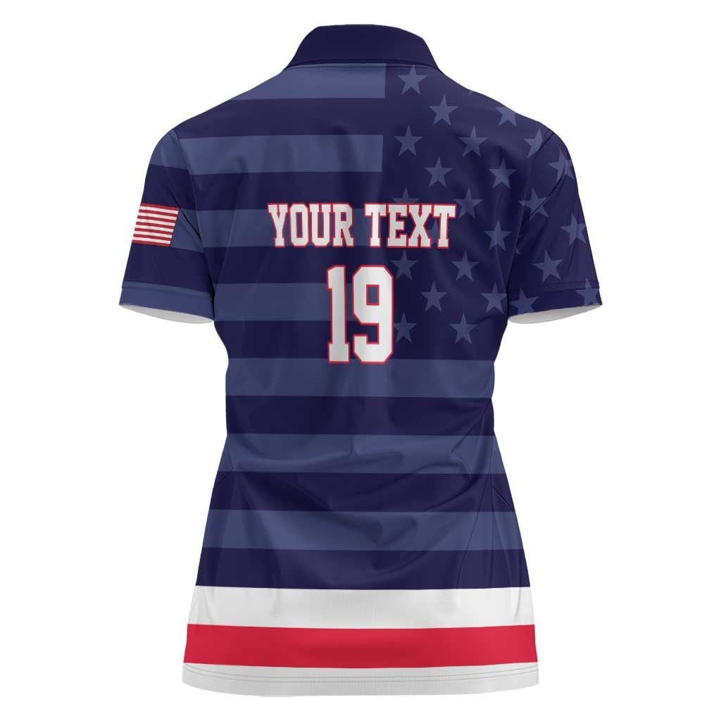 Custom USA Ice Hockey Women Polo Shirt United States Eagle Mascot Style