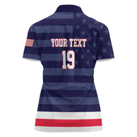 Custom USA Ice Hockey Women Polo Shirt United States Eagle Mascot Style