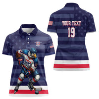 Custom USA Ice Hockey Women Polo Shirt United States Eagle Mascot Style