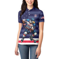 Custom USA Ice Hockey Women Polo Shirt United States Eagle Mascot Style