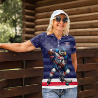 Custom USA Ice Hockey Women Polo Shirt United States Eagle Mascot Style