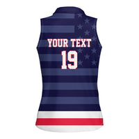 Custom USA Ice Hockey Women Sleeveless Polo Shirt United States Eagle Mascot Style