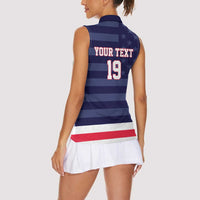 Custom USA Ice Hockey Women Sleeveless Polo Shirt United States Eagle Mascot Style