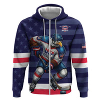 Custom USA Ice Hockey Zip Hoodie United States Eagle Mascot Style