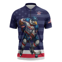 Custom USA Ice Hockey Zipper Polo Shirt United States Eagle Mascot Style